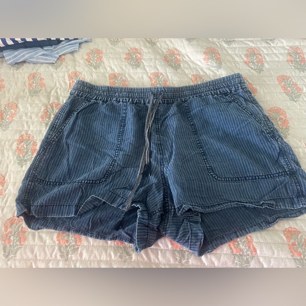 J. Crew High Waist Navy Pinstripe Shorts